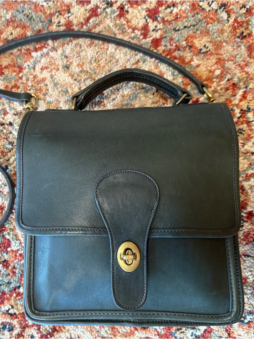 Vintage green Coach Court bag